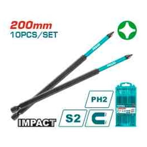JGO PUNTAS MAGNETICAS DE IMPACTO 10PCS PH2  200MM TOTAL
