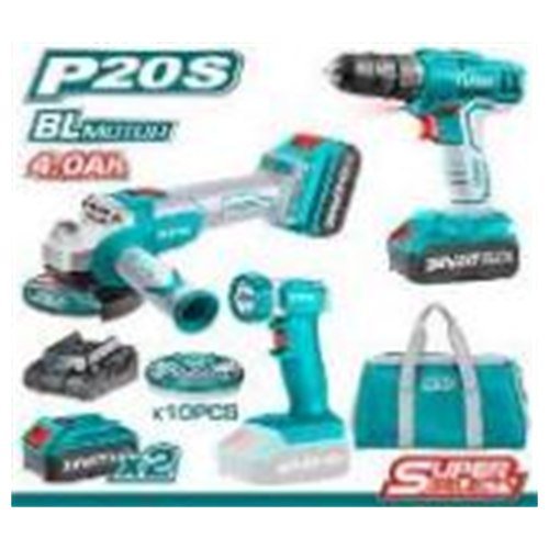 KIT TALADRO + ESMERIL + LAMPARA +ACCESORIOS 20V TOTAL