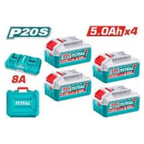KIT DE BATERIAS Y CARGADOR 8A 20V 5.0AH X 4PCS TOTAL