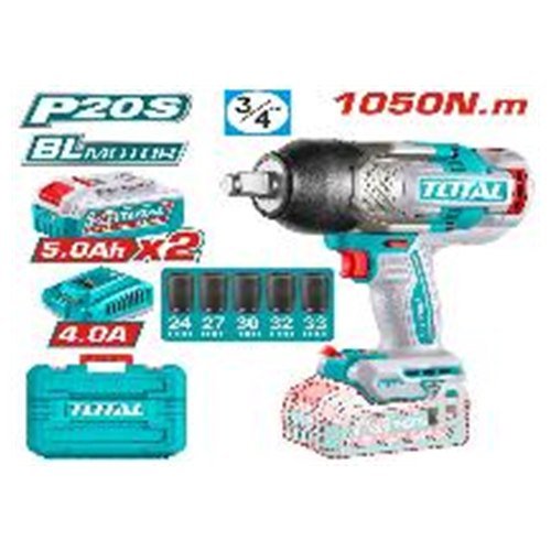 LLAVE DE IMPACTO INAL 3/4" 20V 1050NM +BAT+CAR TOTAL