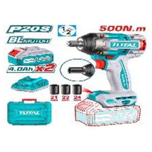 LLAVE DE IMPACTO INALÁMBRICO 1/2" 20V 500NM TOTAL