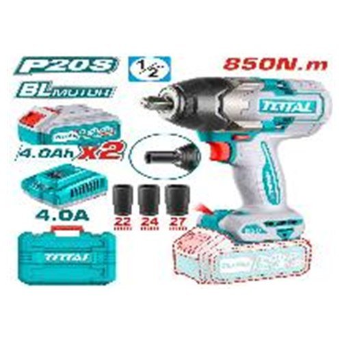LLAVE DE IMPACTO INALÁMBRICO 1/2" 20V 850NM TOTAL