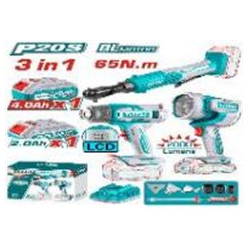 KIT PISTOLA CALOR + LAMPARA + CHICHARRA INALAMBRICO 20V TOTAL